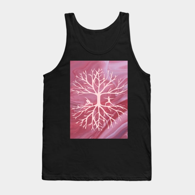 Grounded Trees and Humans Yoga Pink Marble Graphic Tank Top by WonderfulHumans